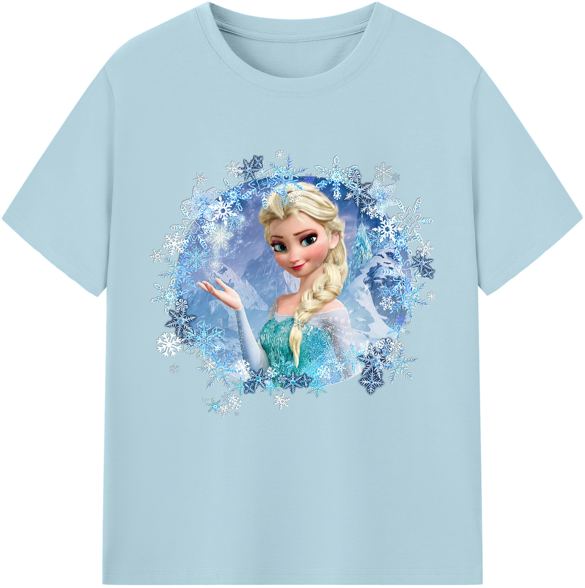 （画像用） アナと雪の女王 アンナ エルサ Frozen Anna Elsa 綿100％半袖Tシャツ（フロントプリント）